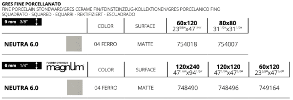 Creative Design FLORIM Neutra 6.0 04 ferro 240x120cm 6mm GLAZBUD