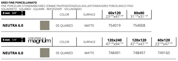 Creative Design FLORIM Neutra 6.0 05 quarzo 240x120cm 6mm GLAZBUD