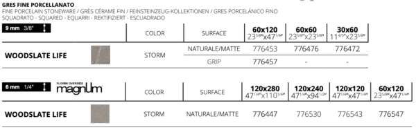 Contemporary Design FLORIM Woodslate Life Storm 120x280cm 6mm GLAZBUD