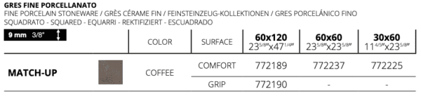 Contemporary Design FLORIM Match-Up Coffee 60x120cm 9mm GLAZBUD