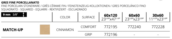 Contemporary Design FLORIM Match-Up Cinnamon 60x120cm 9mm GLAZBUD