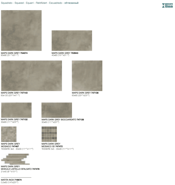 Contemporary Design FLORIM Maps Dark grey 60x120cm 9mm GLAZBUD