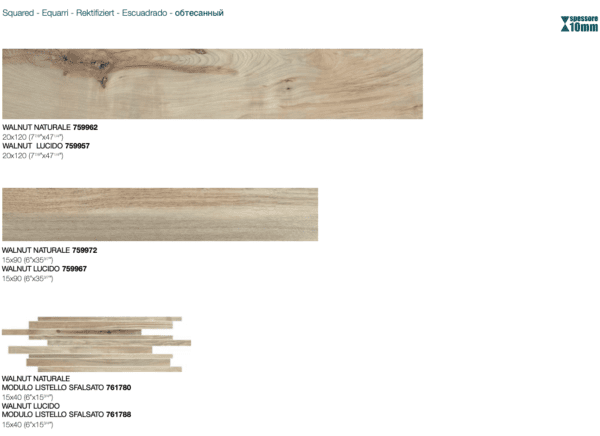Contemporary Design FLORIM Hi-Wood Walnut oak 20x120cm 9mm GLAZBUD