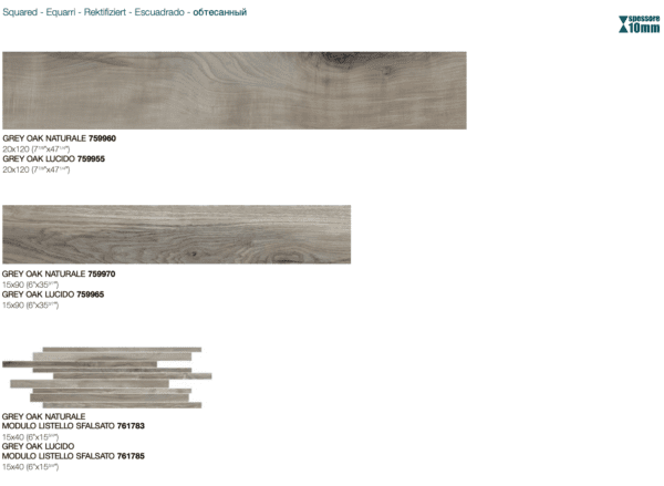 Contemporary Design FLORIM Hi-Wood Grey oak 20x120cm 9mm GLAZBUD