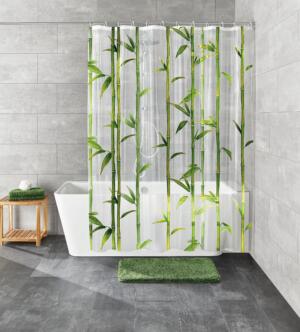 Kleine Wolke Bambú Ekologiczna Zasłona prysznicowa zielony 180×200 cm PEVA bezzapachowa GLAZBUD