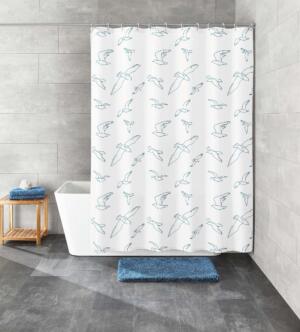 Kleine Wolke Birdie Tekstylna Zasłona prysznicowa biała 180×200 cm GLAZBUD