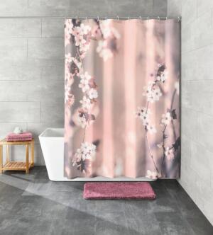 Kleine Wolke Blossom Tekstylna Zasłona prysznicowa różowy 120×200 cm GLAZBUD