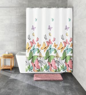 Kleine Wolke Butterflies Tekstylna Zasłona prysznicowa Multicolor 180×180 cm GLAZBUD