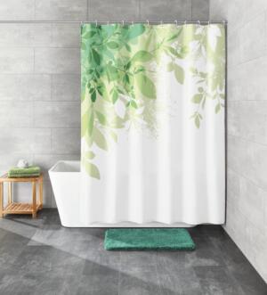 Kleine Wolke Floresta Tekstylna Zasłona prysznicowa zielona 180×180 cm GLAZBUD