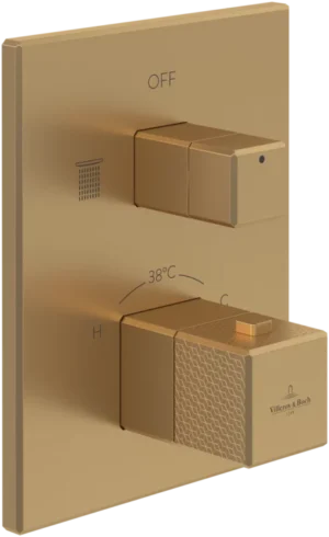 Villeroy & Boch Mettlach bateria wannowo-prysznicowa podtynkowa termostatyczna Brushed Gold TVS12600300076 GLAZBUD
